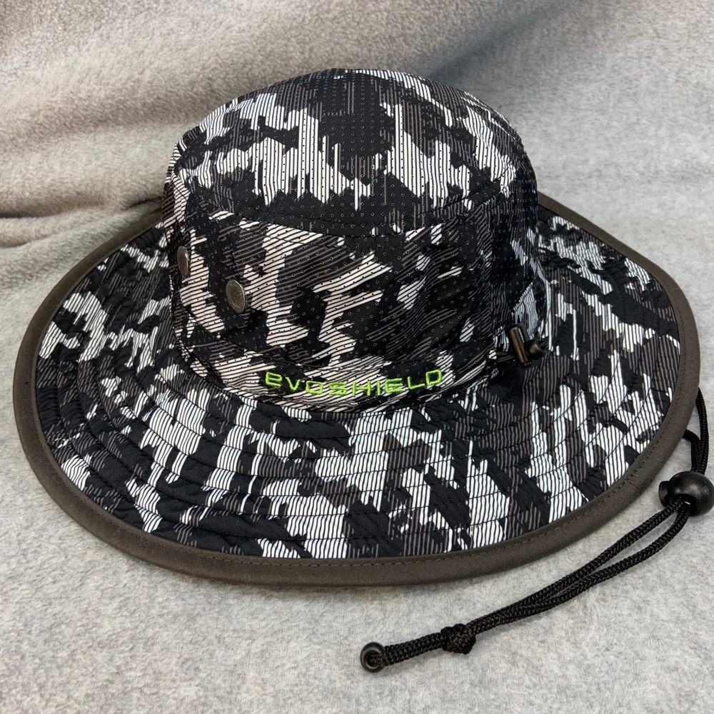Logo Mens Black White EvoShield Bucket Hat Digital Camo Sun Hat Adjustable OSFM